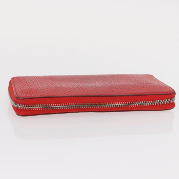 LOEWE Long Wallet Leather Red Silver Auth 154215