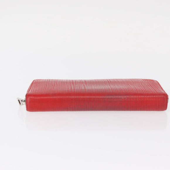 LOEWE Long Wallet Leather Red Silver Auth 154215