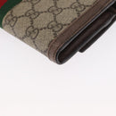 GUCCI GG Supreme Web Sherry Line Long Wallet PVC Beige Red 523153 Auth 154216-11