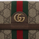 GUCCI GG Supreme Web Sherry Line Long Wallet PVC Beige Red 523153 Auth 154216-12