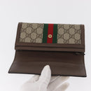 GUCCI GG Supreme Web Sherry Line Long Wallet PVC Beige Red 523153 Auth 154216-13