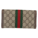 GUCCI GG Supreme Web Sherry Line Long Wallet PVC Beige Red 523153 Auth 154216-3
