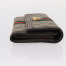 GUCCI GG Supreme Web Sherry Line Long Wallet PVC Beige Red 523153 Auth 154216-4