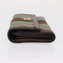 GUCCI GG Supreme Web Sherry Line Long Wallet PVC Beige Red 523153 Auth 154216-5