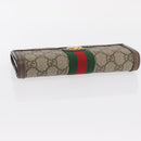 GUCCI GG Supreme Web Sherry Line Long Wallet PVC Beige Red 523153 Auth 154216-6