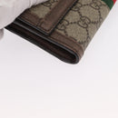 GUCCI GG Supreme Web Sherry Line Long Wallet PVC Beige Red 523153 Auth 154216-8