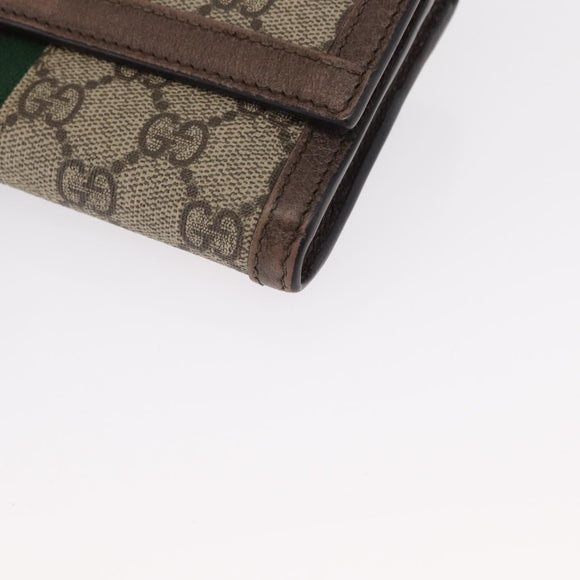 GUCCI GG Supreme Web Sherry Line Long Wallet PVC Beige Red 523153 Auth 154216