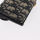 Christian Dior Trotter Canvas Dreifach-Geldbörse Navy Gold Auth 154218-15