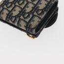 Christian Dior Trotter Canvas Dreifach-Geldbörse Navy Gold Auth 154218-16