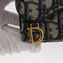Christian Dior Trotter Canvas Dreifach-Geldbörse Navy Gold Auth 154218-8