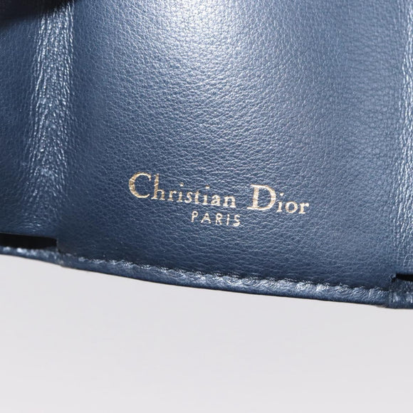 Christian Dior Trotter Canvas Dreifach-Geldbörse Navy Gold Auth 154218