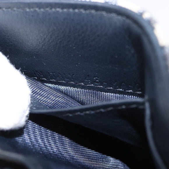 Christian Dior Trotter Canvas Trifold Wallet Navy Gold Auth 154218