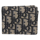 Christian Dior Trotter Canvas Trifold Wallet Navy Gold Auth 154218-2