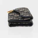 Christian Dior Trotter Canvas Trifold Wallet Navy Gold Auth 154218-3