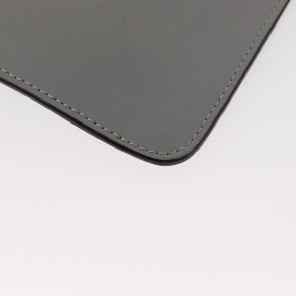 FENDI Coin Purse Leather Gray Gold Auth 154219