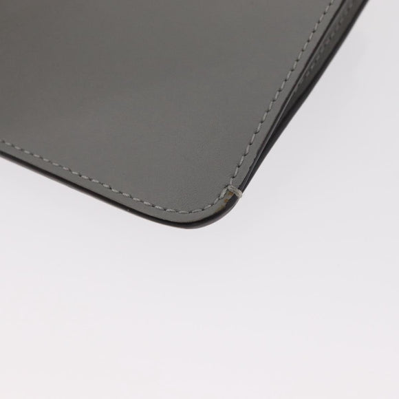 FENDI Coin Purse Leather Gray Gold Auth 154219