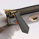 FENDI Coin Purse Leather Gray Gold Auth 154219-9