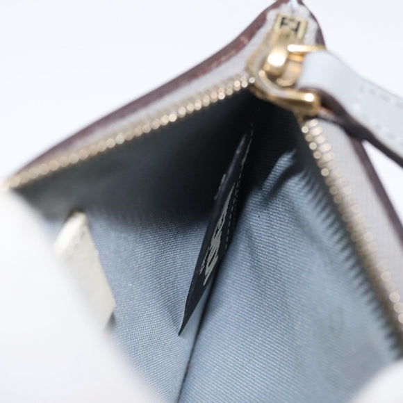 FENDI Coin Purse Leather Gray Gold Auth 154219