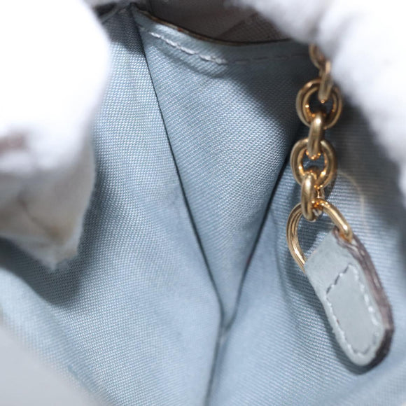 FENDI Coin Purse Leather Gray Gold Auth 154219