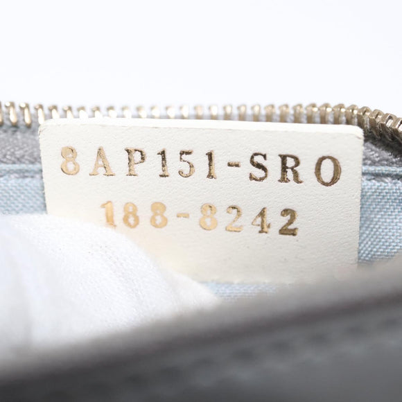 FENDI Coin Purse Leather Gray Gold Auth 154219