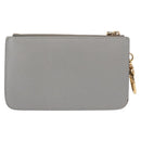 FENDI Coin Purse Leather Gray Gold Auth 154219-2