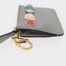 FENDI Coin Purse Leather Gray Gold Auth 154219-4