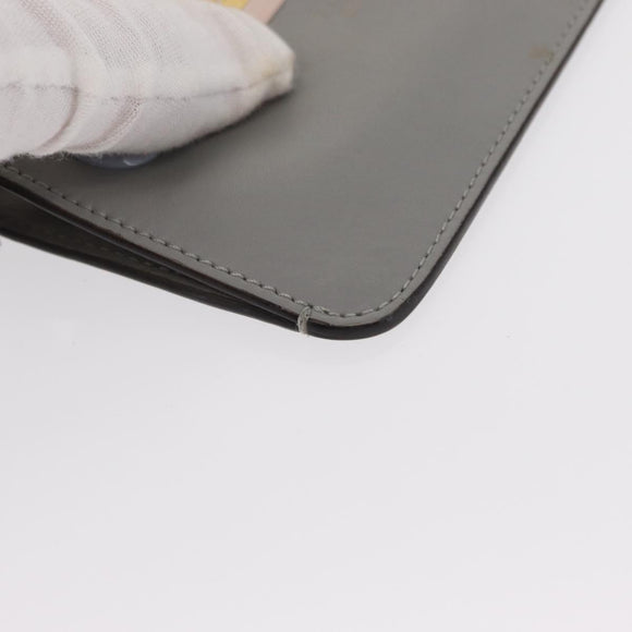 FENDI Coin Purse Leather Gray Gold Auth 154219