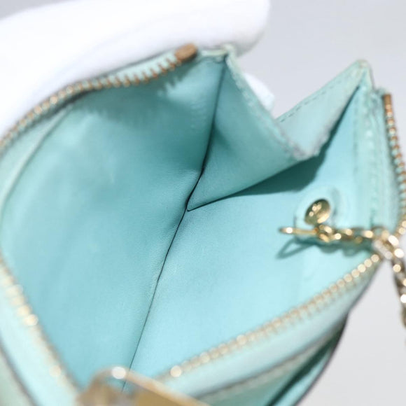 LOUIS VUITTON Vernis Miroir Pochette Cles Purse Mint Green M63854 LV Auth 154221