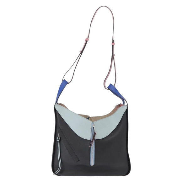 LOEWE Hammock Bag Leather Loewe x Paula's Ibiza Black Silver Auth 154224SM