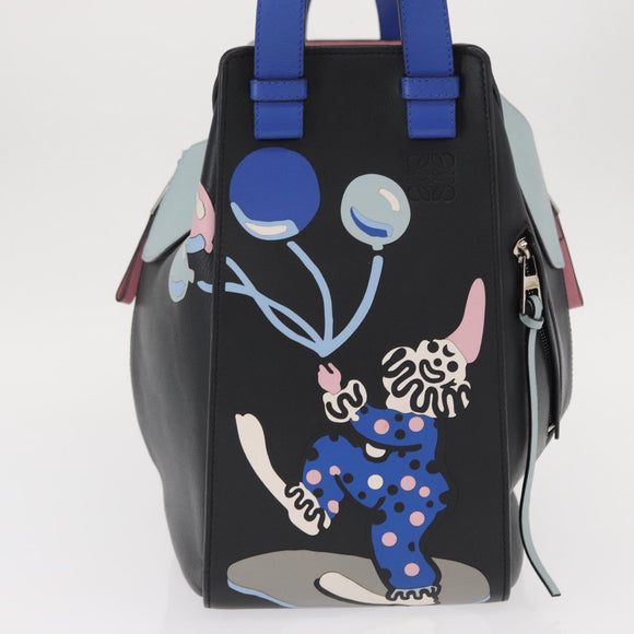 LOEWE Hammock Bag Leather Loewe x Paula's Ibiza Black Silver Auth 154224SM