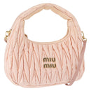 Miu Miu Matelasse Wonder Hand Bag Satin Pink Gold 5BC125 Auth 154226SM-1