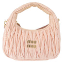 Miu Miu Matelasse Wonder Hand Bag Satin Pink Gold 5BC125 Auth 154226SM-13