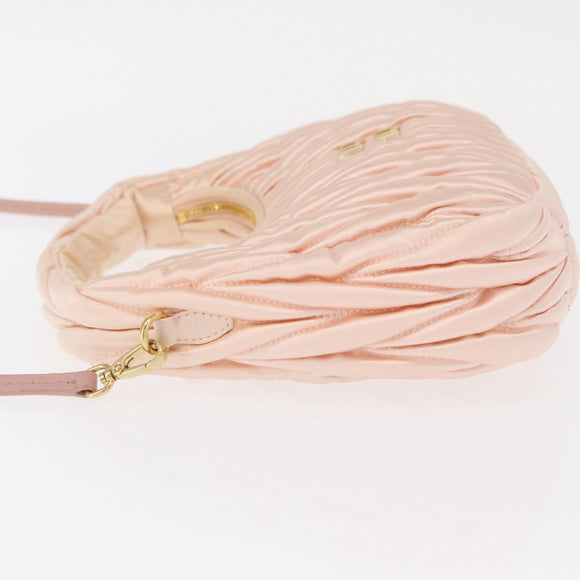 Miu Miu Matelasse Wonder Hand Bag Satin Pink Gold 5BC125 Auth 154226SM