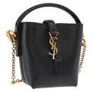 SAINT LAURENT Micro Hand Bag Leather Black Gold Auth 154229SM-1