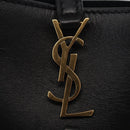 SAINT LAURENT Micro Hand Bag Leather Black Gold Auth 154229SM-16