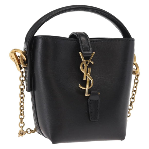 SAINT LAURENT Micro Handtasche Leder Schwarz Gold Original 154229SM