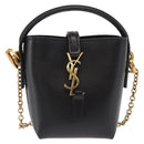 SAINT LAURENT Micro Hand Bag Leather Black Gold Auth 154229SM-2