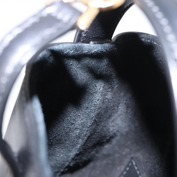 SAINT LAURENT Micro Hand Bag Leather Black Gold Auth 154229SM