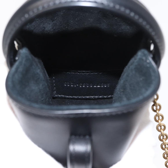 SAINT LAURENT Micro Hand Bag Leather Black Gold Auth 154229SM