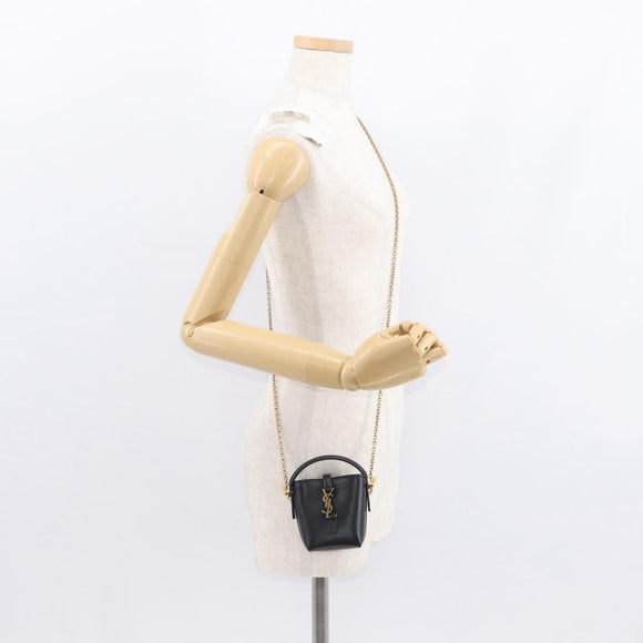 SAINT LAURENT Micro Handtasche Leder Schwarz Gold Original 154229SM