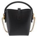 SAINT LAURENT Micro Hand Bag Leather Black Gold Auth 154229SM-3