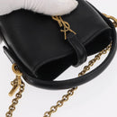SAINT LAURENT Micro Hand Bag Leather Black Gold Auth 154229SM-6