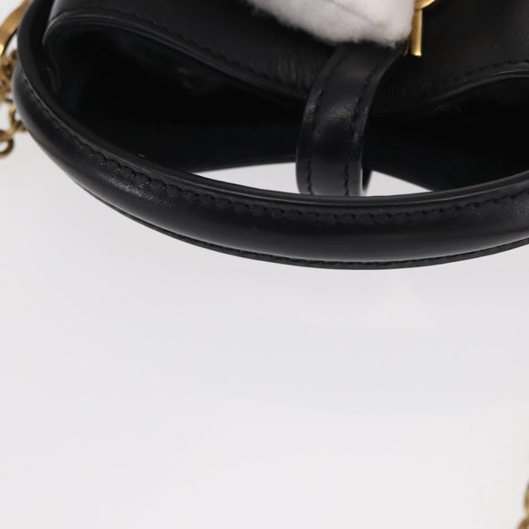 SAINT LAURENT Micro Hand Bag Leather Black Gold Auth 154229SM