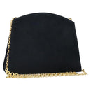 Salvatore Ferragamo Chain Shoulder Bag Suede Black Gold Auth 154232-1