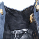 Salvatore Ferragamo Chain Shoulder Bag Suede Black Gold Auth 154232-18