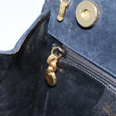 Salvatore Ferragamo Chain Shoulder Bag Suede Black Gold Auth 154232-19