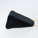 Salvatore Ferragamo Chain Shoulder Bag Suede Black Gold Auth 154232-3