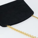 Salvatore Ferragamo Chain Shoulder Bag Suede Black Gold Auth 154232-6