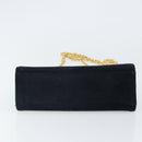 Salvatore Ferragamo Chain Shoulder Bag Suede Black Gold Auth 154232-5