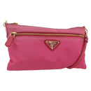 PRADA Shoulder Bag Nylon Pink Gold Auth 154238-1